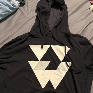 American Eagle Outfitters Black Hoodie with Geometric Pattern